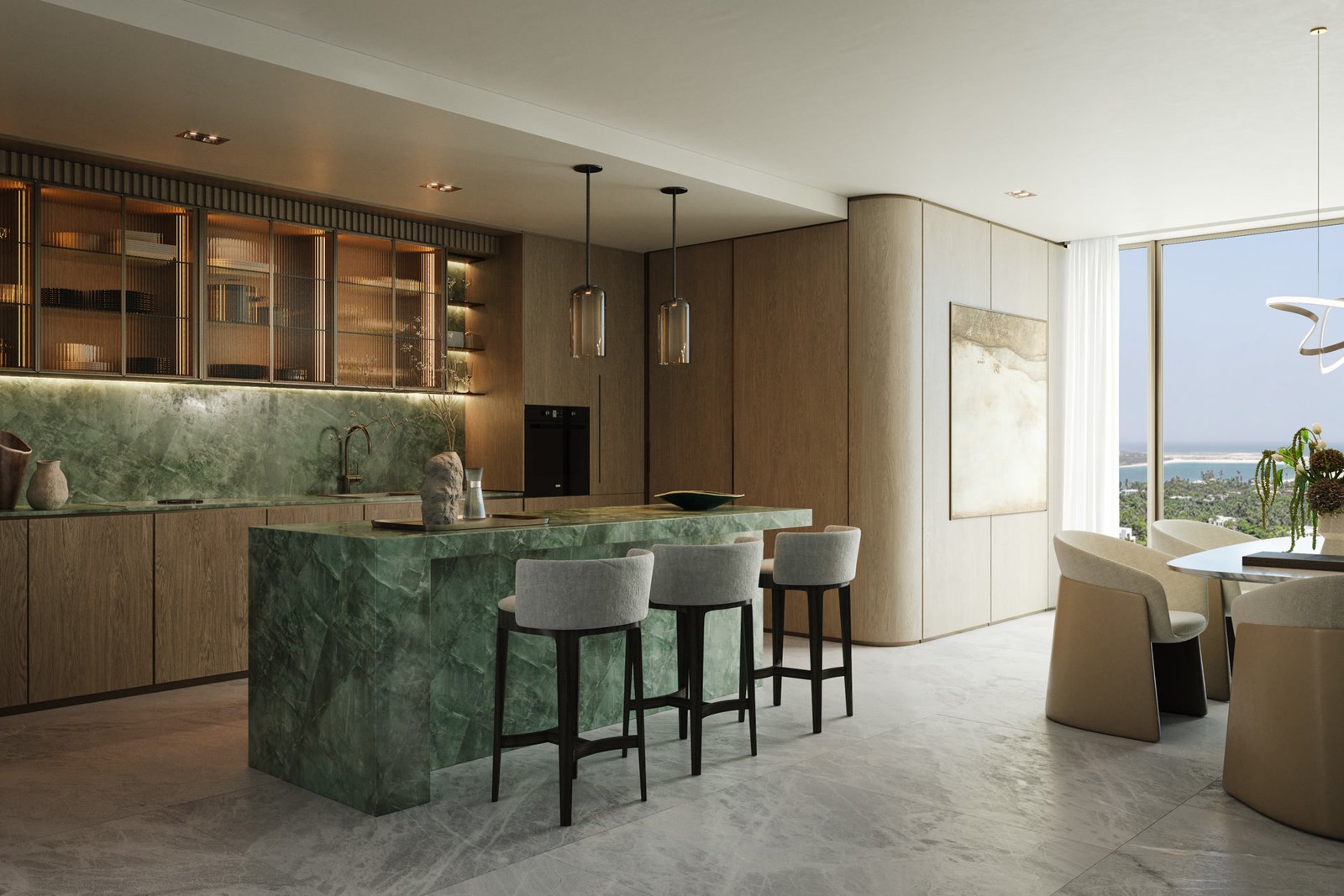 Kitchen with natural stone surfaces